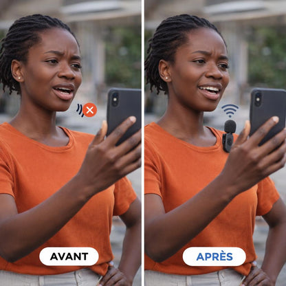 Microphone Lavalier Sans Fil Mini 2022 - 2 Récepteurs, Compatible Smartphone, Idéal pour Vlogging et Conférences, Micro Professionnel 2.4G, Enregistrement Audio, Vidéos Courtes, Portable et Abordable.