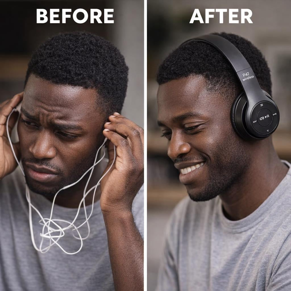 Casque pliable sans fil P47 Bt5.0 sur oreilles